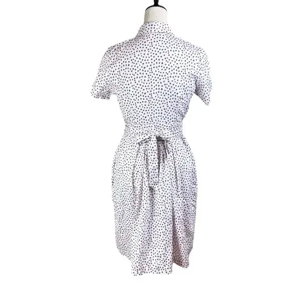 Foxcroft Vienna Short Sleeve Button Up Demure Dots 100% Cotton Shirt Dress - Picture 5 of 13